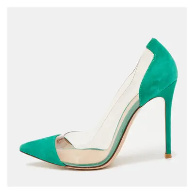 Gianvito Rossi Green/Transparent PVC and Suede Plexi Pumps Size 39.5