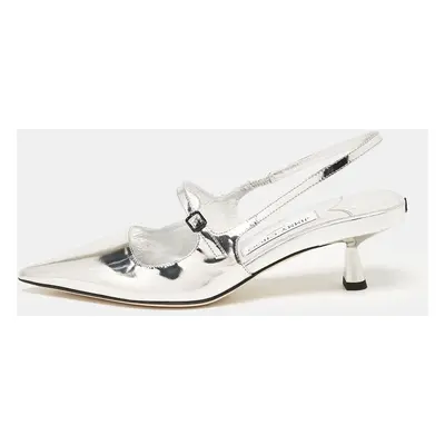 Jimmy Choo Silver Leather Didi Pointed Toe Slingback Pumps Size