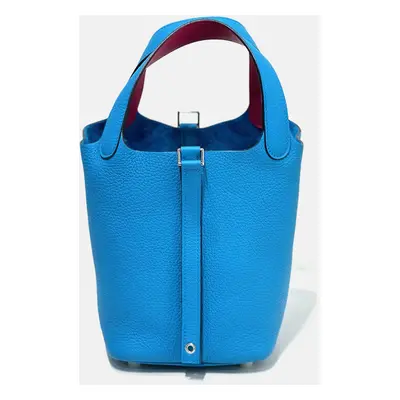 Hermes Florida Blue with Mexican Pink TC leather Water Bucket bag