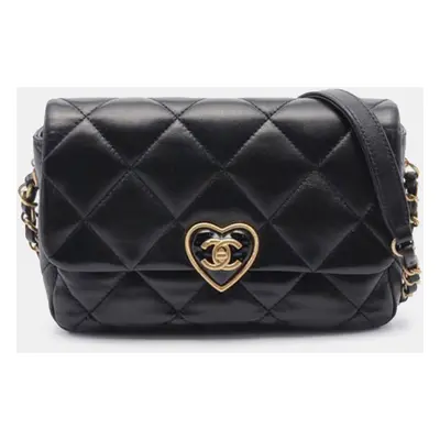 Chanel Black Small Quilted Lambskin Plexiglass Coco Love Flap