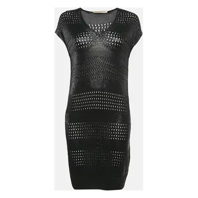 Balenciaga Black Glossy Knit Sleeveless Mini Dress