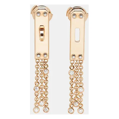 Hermes Kelly Gavroche Diamonds 18k Rose Gold Earrings