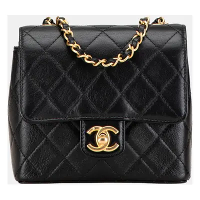 Chanel Black Mini Square Classic Goatskin Retro Flap