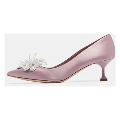 Miu Miu Purple Satin Crystal Embellished Pointed Toe Pumps Size