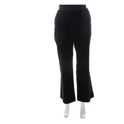 Alexander McQueen Black Silk Blend Velvet Wide Leg Trousers