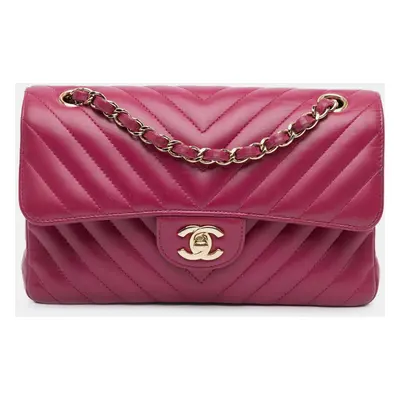 Chanel Pink Small Classic Chevron Lambskin Double Flap