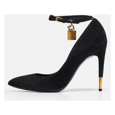 Tom Ford Black Suede Padlock Mary Jane Pumps Size