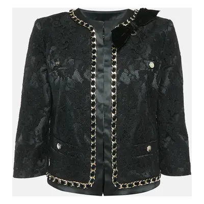 Elisabetta Franchi Black Lace Chain Detail Jacket