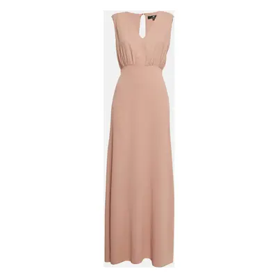 Elisabetta Franchi Beige Crepe Sleeveless Maxi Dress