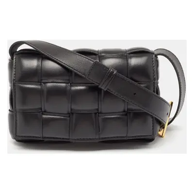 Bottega Veneta Black Intreccio Padded Leather Cassette Shoulder Bag