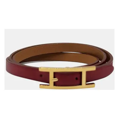 Hermes Red Behapi Triple Tour Bracelet in GHW (sz S)