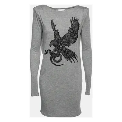 Emilio Pucci Grey Lace Embellished Jersey Long Sleeve Top