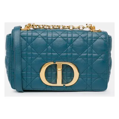 Dior Blue Calf Leather Dior Small Lambskin Cannage Caro Crossbody Bag