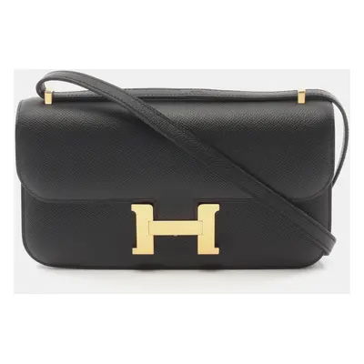 Hermes Black Leather Constance Elan Shoulder Bag