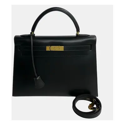 Hermes Black Leather Kelly Tote Bag