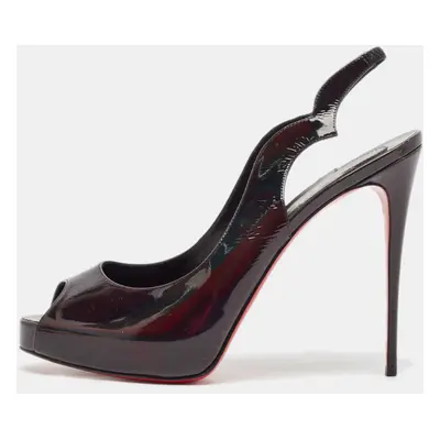 Christian Louboutin Black Patent Leather Hot Chick Slingback Pumps Size