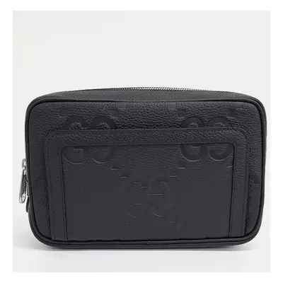 Gucci Black Leather jumbo GG pouch bag