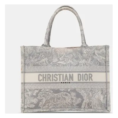 Dior Grey Medium Toile de Jouy Reverse Embroidered Book Tote