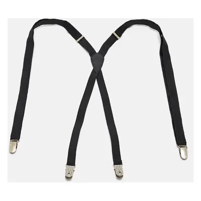 Saint Laurent Black Fabric and Leather-Trimmed Grosgrain Suspenders