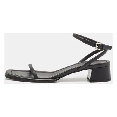 The Row Black Leather Ankle Strap Sandals Size