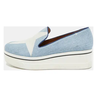 Stella McCartney Blue/White Denim Binx Star Sneakers Size