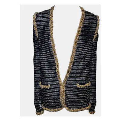 Chanel Metallic Lurex Knit Cardigan with Gold Pearl Buttons