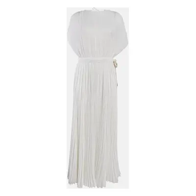 Prada White Silk Pleated Maxi Dress