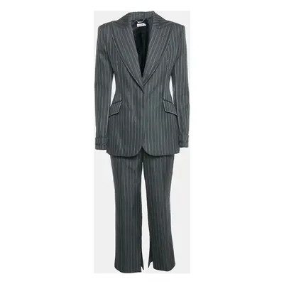 Jonathan Simkhai Charcoal Grey Pin Stripe Wool Blend Pants Suit