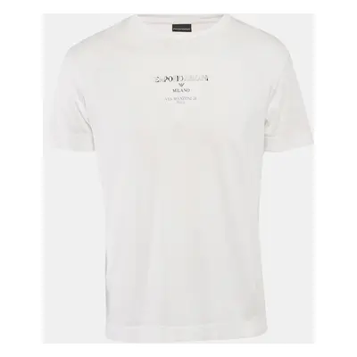 Emporio Armani White Logo Print Crew Neck T-Shirt