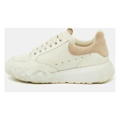 Alexander McQueen White Leather and Suede Oversized Runner Sneakers Size