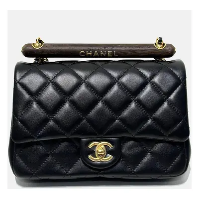 Chanel Black Wooden Handle Mini Bag