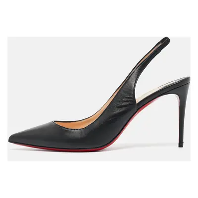 Christian Louboutin Black Leather Kate Slingback Pumps Size 38.5