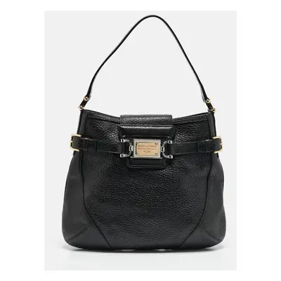 Dolce & Gabbana Black Pebbled Leather Miss Mary Hobo