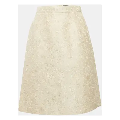 Dolce & Gabbana Cream Floral Jacquard Pencil Skirt