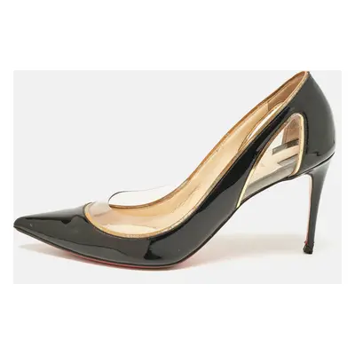 Christian Louboutin Black Patent Leather and PVC Cosmo Pumps Size 38.5