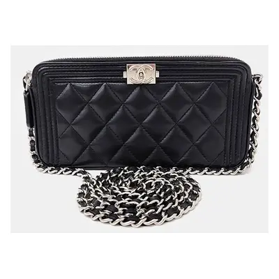 Chanel Black Leather Boy Mini Crossbody Bag