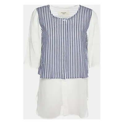 Weekend Max Mara White Cotton & Striped Overlay Detail Shirt