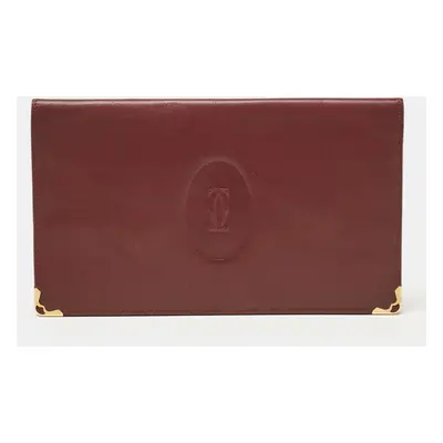 Cartier Burgundy Leather Must de Cartier Bifold Long Wallet