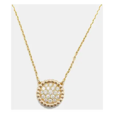 Van Cleef & Arpels 18K Yellow Gold and Diamond Perlée Pendant Necklace