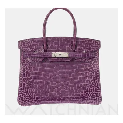 Hermes Violet Porosus Crocodile Leather Birkin Bag