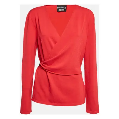 Boutique Moschino Red Stretch Knit Wrap Style Jumper