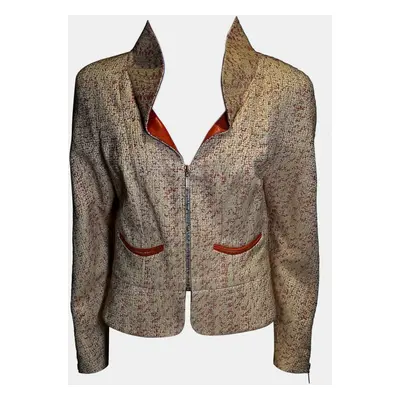 Chanel Salmon Boucle Zipped up Wool Jacket