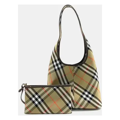 Burberry Beige Multicolor Coated Canvas Shoulder Bag