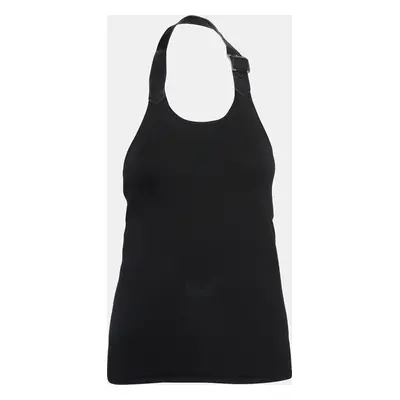 Ralph Lauren Black Leather Strap Rib Knit Tank Top