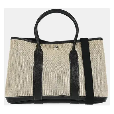 Hermes Black Toile H Garden Party TPM Tote Bag