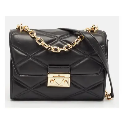 Michael Kors Black Quilted Leather Serena Crossbody Bag