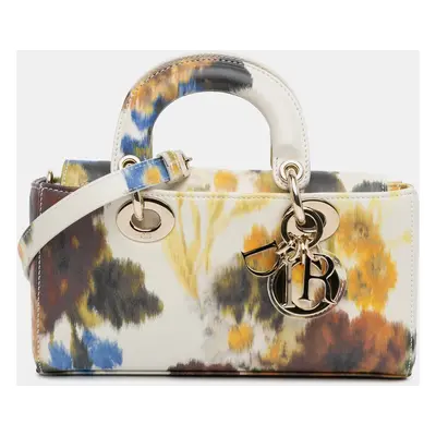 Dior White Small Leather Floral Print Lady D Joy