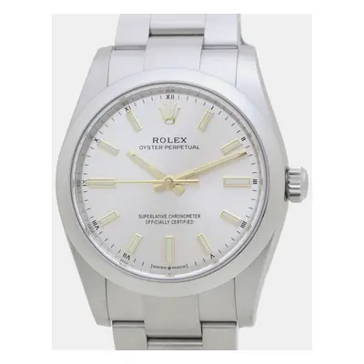 Rolex Silver Stainless Steel Oyster Perpetual Automatic Men's Wristwatch mm