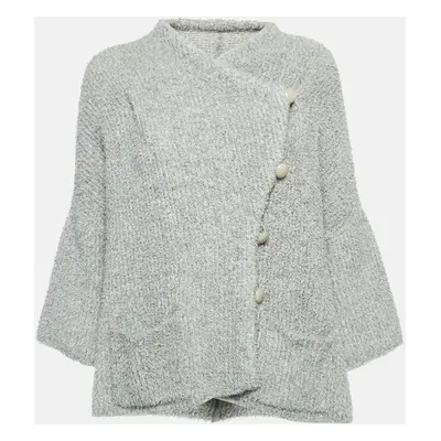 Armani Collezioni Grey Wool Knit Buttoned Sweater