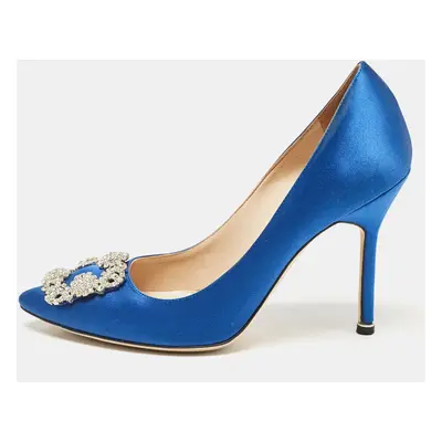 Manolo Blahnik Blue Satin Hangisi Pumps Size 38.5